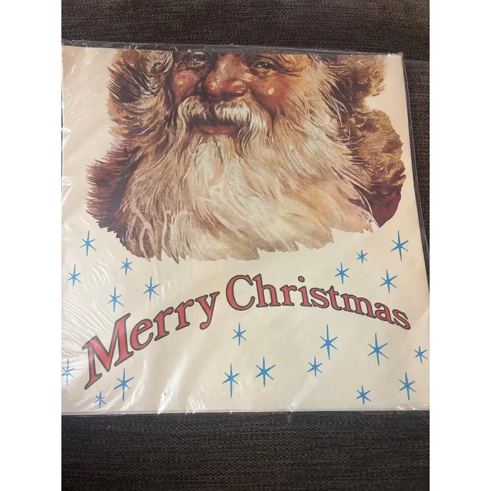 VTG Hallmark Evergreen Press Santa Christmas Gift Wrap 3 Gift Enclosures 20X28